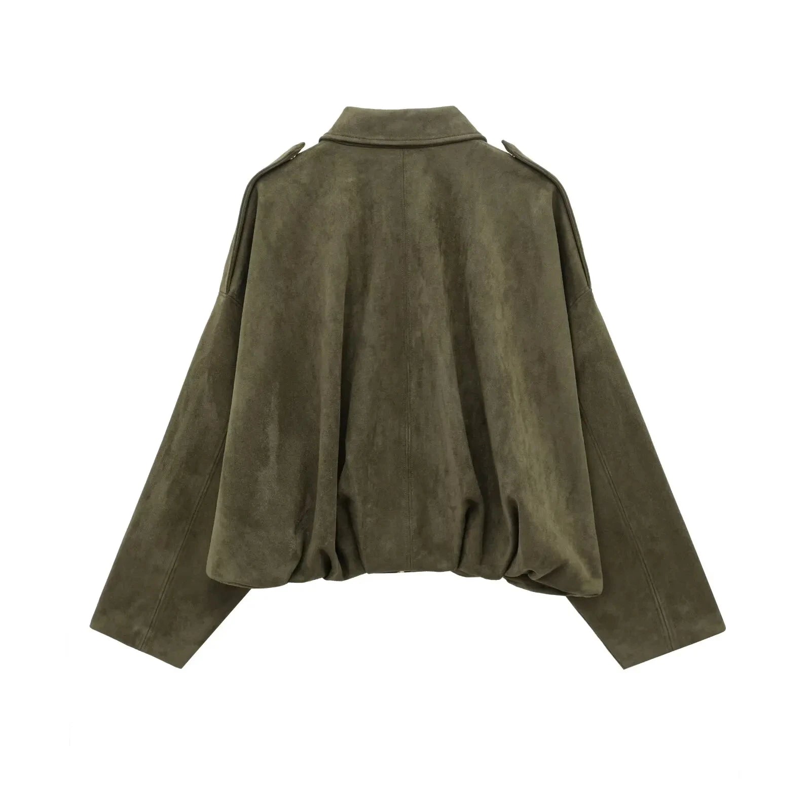 HH Women's Street Fashion Solid Loose Suede Texture Coats Causal Long Bat Sleeves Lapel Zipper Fly Winter Vintage Jackets
