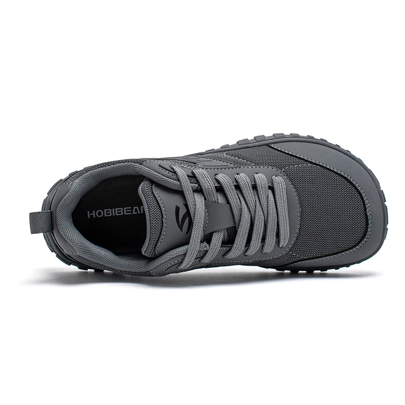 HOBIBEAR Minimalist Wide Toe Shoes Mens Womens Artificial Leather Running Sneakers Lace Up Lightweight Breathable Walking Shoes