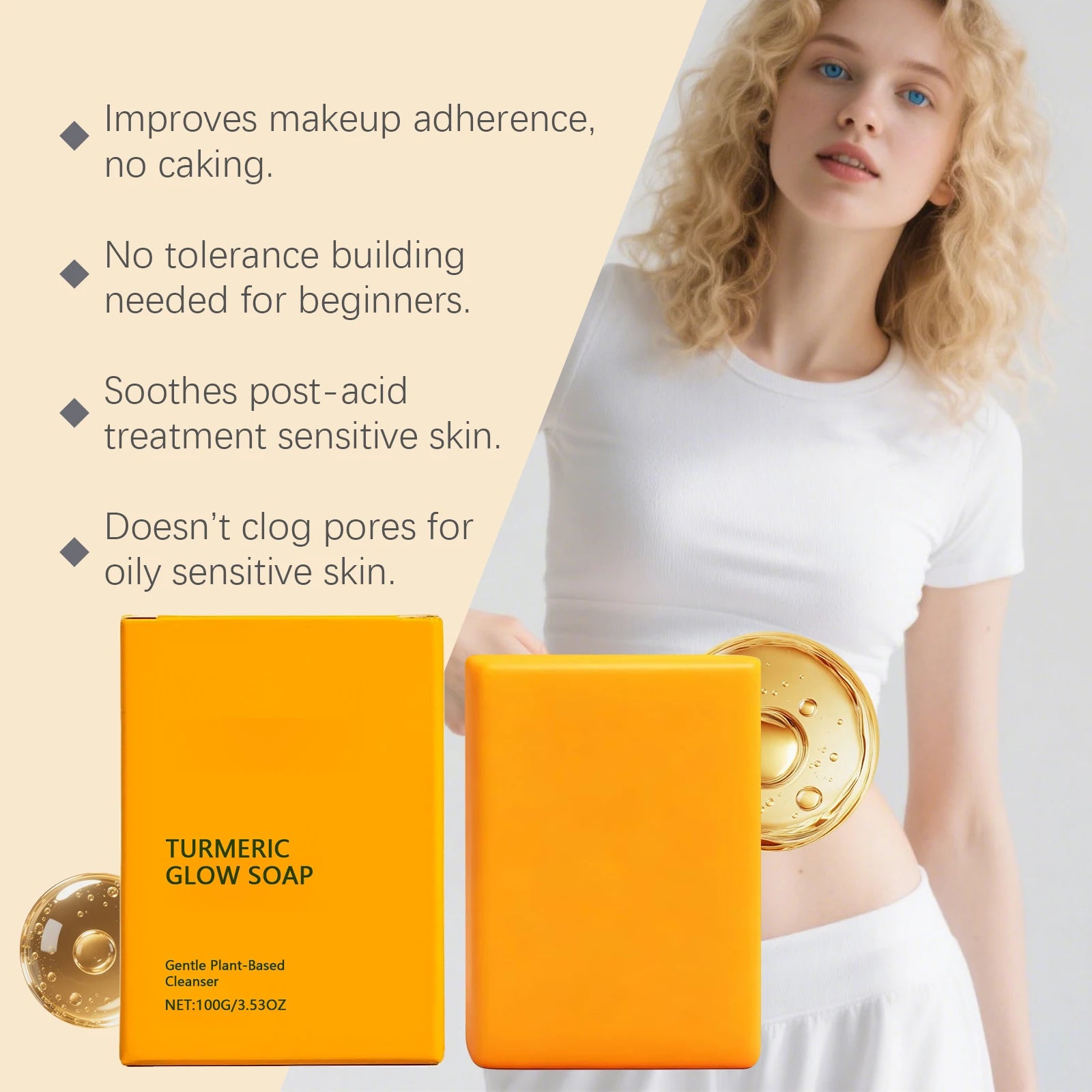 Turmeric Glow Soap Dark Spot Acne Removal Brightening Face Body Soap Even Skin Tone Moisturizing Deep Cleansing Nourishing Bar