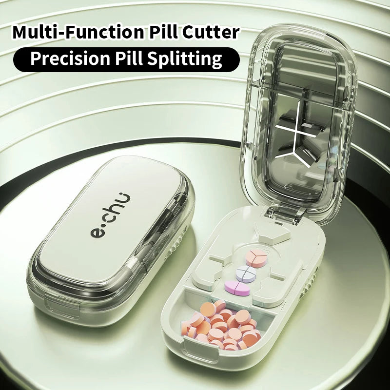 3 in 1 Upgraded Pill Cutter Precise Multi-Pill Divider Adjustable with Centering Device for Tablets Portable Travel & Home Use