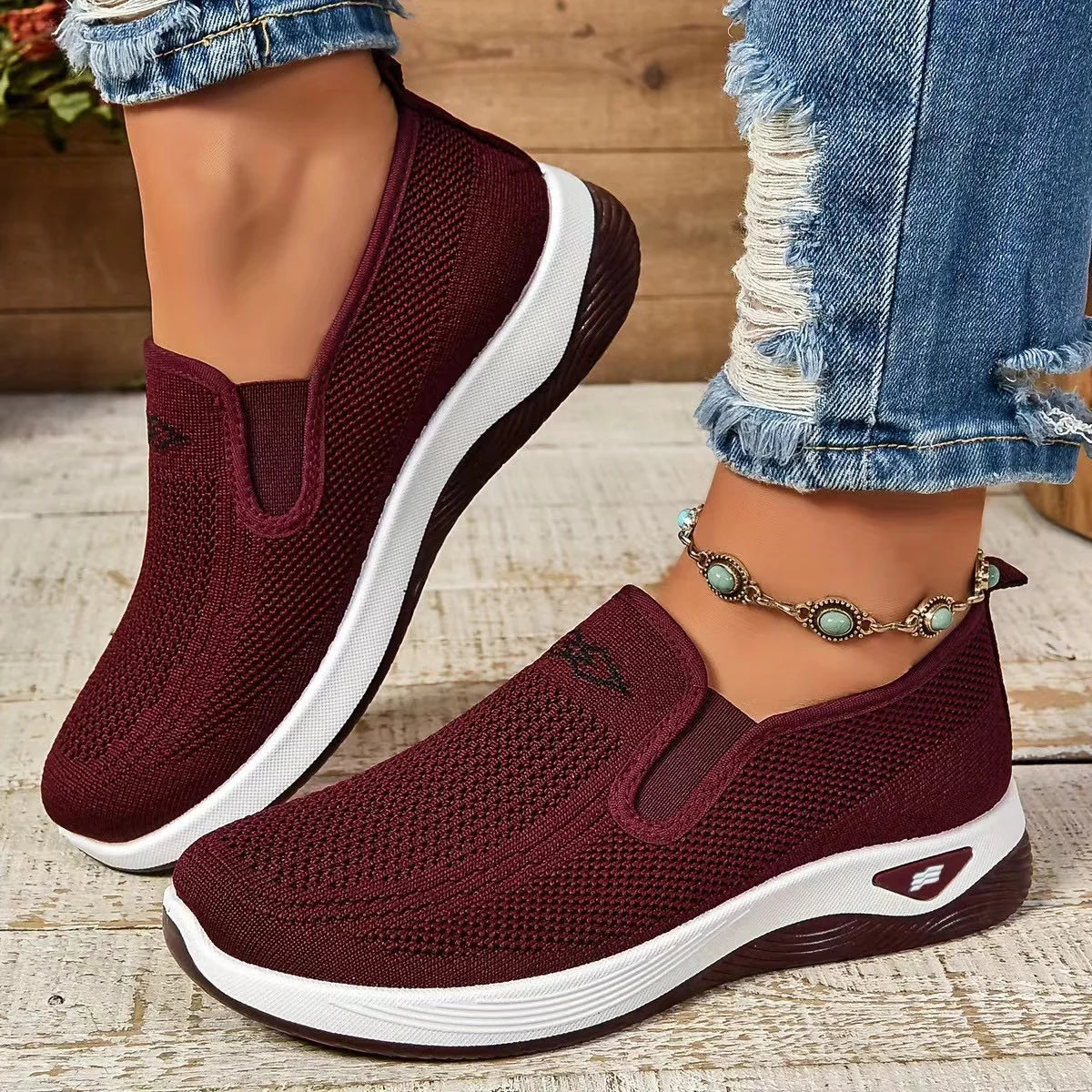 Women's shoes, women's sports shoes, lazy people can wear breathable casual shoes with mesh