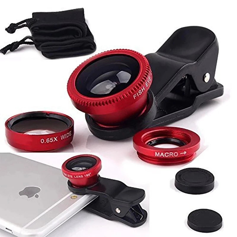 1 Set 3In1 Mobile Phone Fish Eye+Wide Angle+Macro Lightweight Camera Lens For Universal Cell Phone