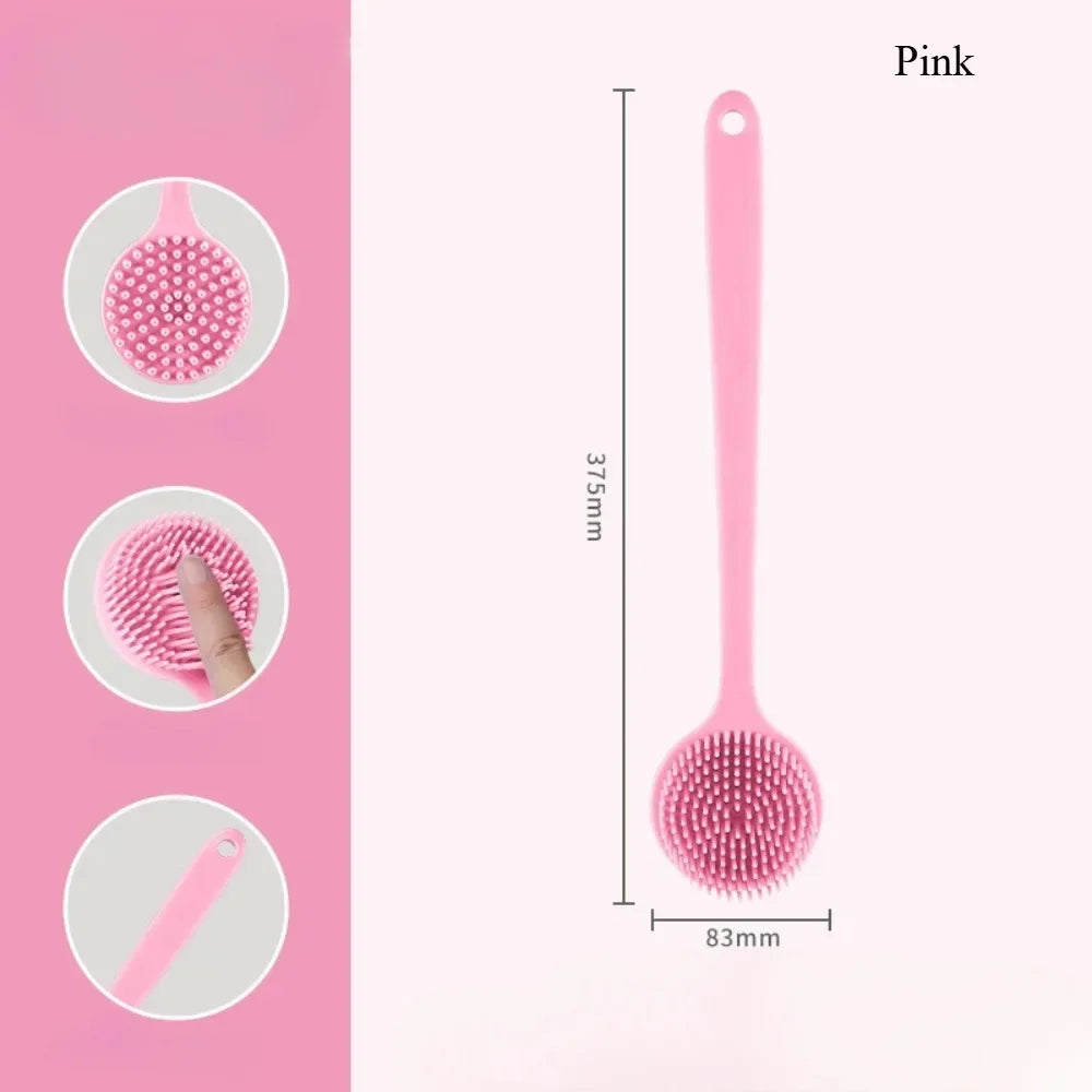 Soft Silicone Body Scrubber Back Brush Bath Shower Brush with Handle Exfoliating Back Scrub Skin Massager Body Care Bath Supplie