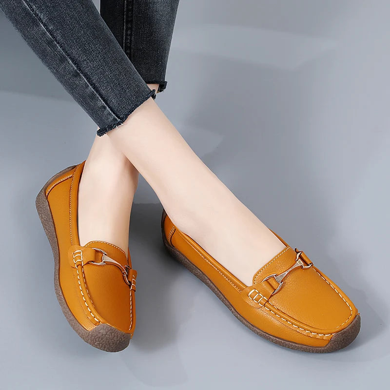 100% cowhide Women's casual sports shoes Fashion Thick base Lightness Women's vulcanized shoes New large size Women's sneakers