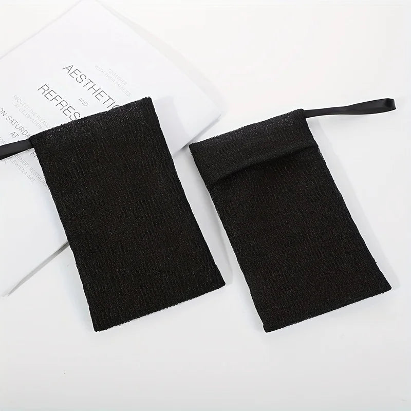 2/1piece soap bag, exfoliating soap storage bag, body scrubber, coarse sponge suitable for bath or shower, gray mesh