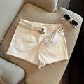 Autumn Black White Elegant Fashion Sexy Slim Short Pant Clothes Women Casual Beige Pockets High Waist Office Lady Shorts Simple