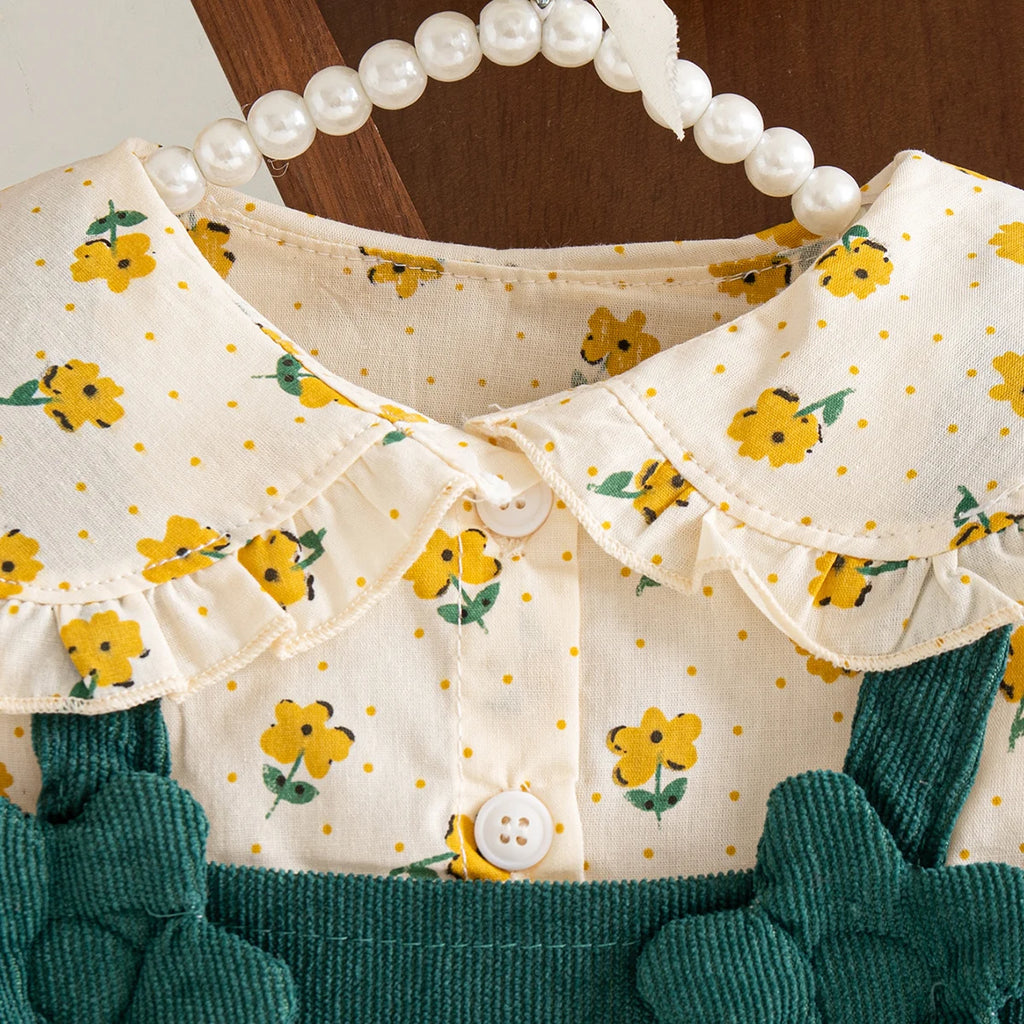 Girls Dresses Spring And Autumn Bow And Flower Pattern Long Sleeve Baby Girl Clothes Cute Birthday Celebration Kids' Dresses