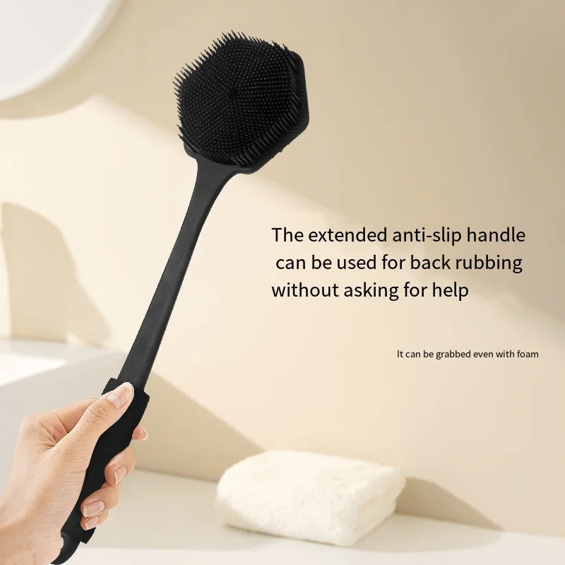 1pcSilicone Anti Slip Shower Brush Household Double Sided Thickened Bathing Brushes Extend Widen Brush Head Bath Sponge Scrubber