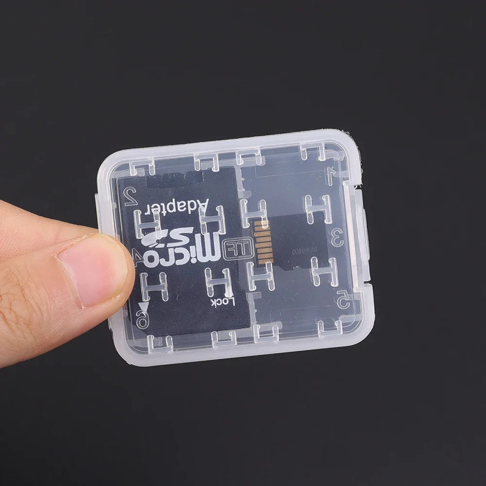 8in1 Reusable Plastic Micro SD SDHC TF Memory Card Storage Case Box Protector Holder Transparent Mini Memory Card Organizer Box