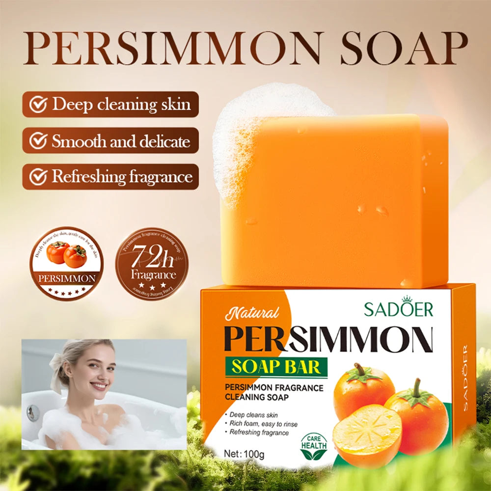 Natural Persimmon Soap Body Cleaning Fragrance Freshness Underarm Leg Bath Cleansers Remove Stains Face Soap Tender Skin Care