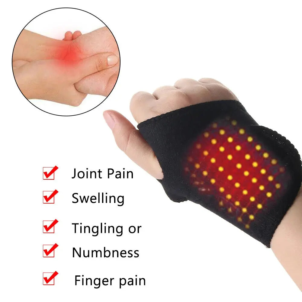 1 Pair Self-Heating Tourmaline Wrist Brace Sports Care Protection Wrist Belt Far Infrared Magnetic Therapy Pads Pain Relief