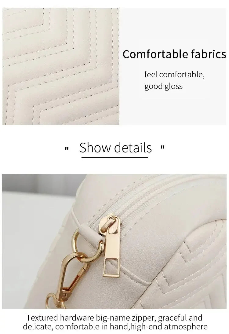 Embroidered PU Camera Bag, Small Square Shoulder Bag, Casual and Versatile