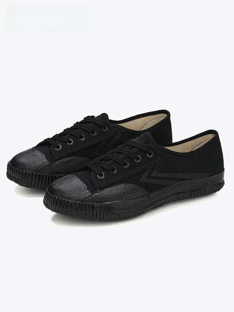 DaFu Flying Men's Athletic Shoes Long Distance Running Jump Far Field Event Canvas Sports Shoes Couple's Loafers Black Sneakers
