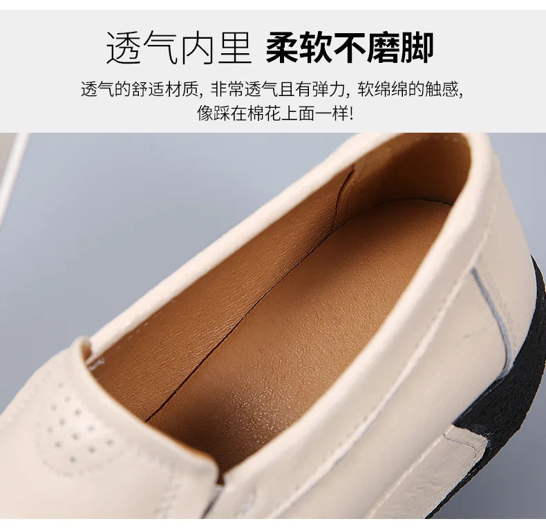2022 Spring Autumn Women Flats Platform Loafers Ladies Genuine Leather Comfort Wedge Moccasins Orthopedic Slip On Casual Shoes