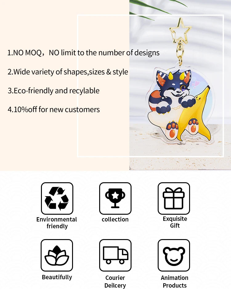 Personalized Keychains Designer Custom Cartoon Llavero Key Chain Photo Customized Anime Charms Hologram Clear Acrylic Key Rings