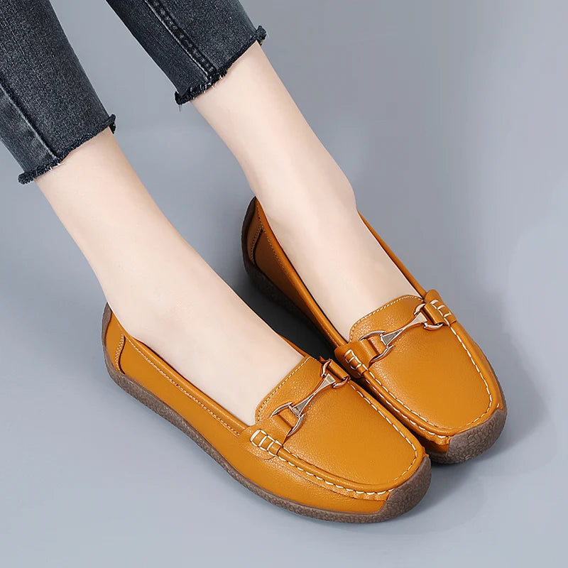 100% cowhide Women's casual sports shoes Fashion Thick base Lightness Women's vulcanized shoes New large size Women's sneakers