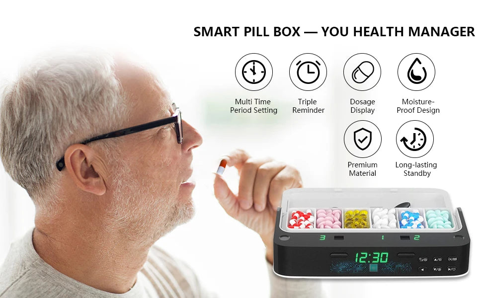 New Smart Pill Dispenser Medicine Pill Box Organizer For 7 Days Organizer Container Intelligent Alarm Home Pill Box With Timer
