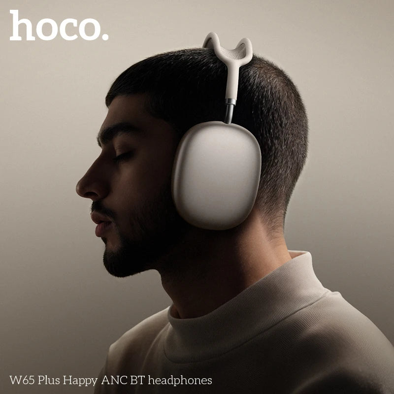 HOCO W65 Plus ANC Noise Reduction Bluetooth Headphones Over The Ear Wireless Big Earphone Hifi Sounds Sport Headsets With Button