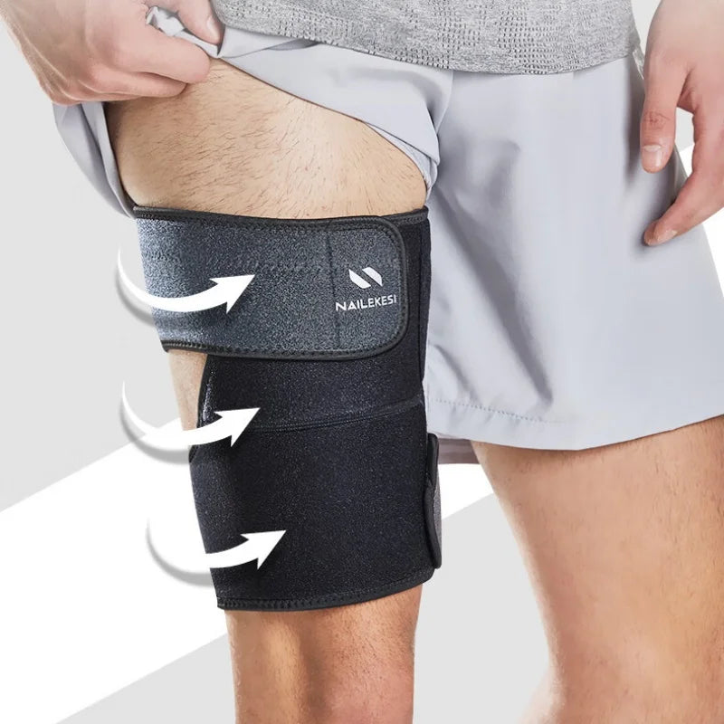 2PCS Thigh Wraps Support, Adjustable Compression Neoprene Thigh Sleeve Upper Leg Brace for Women Men Groin Muscle, Quadriceps