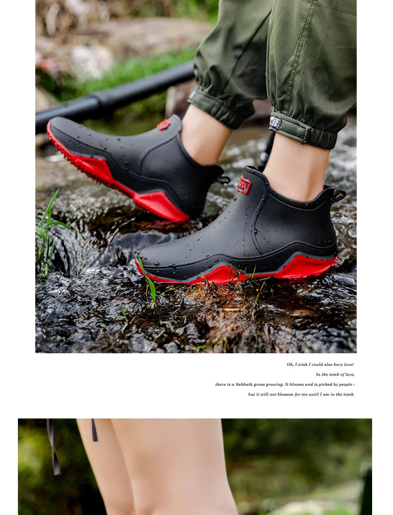 Low-cylinder Rain Shoes for Men and Women: Outdoor Fishing Waterproof Shoes, Stylish Style for Outdoor Wear, Rain Boots