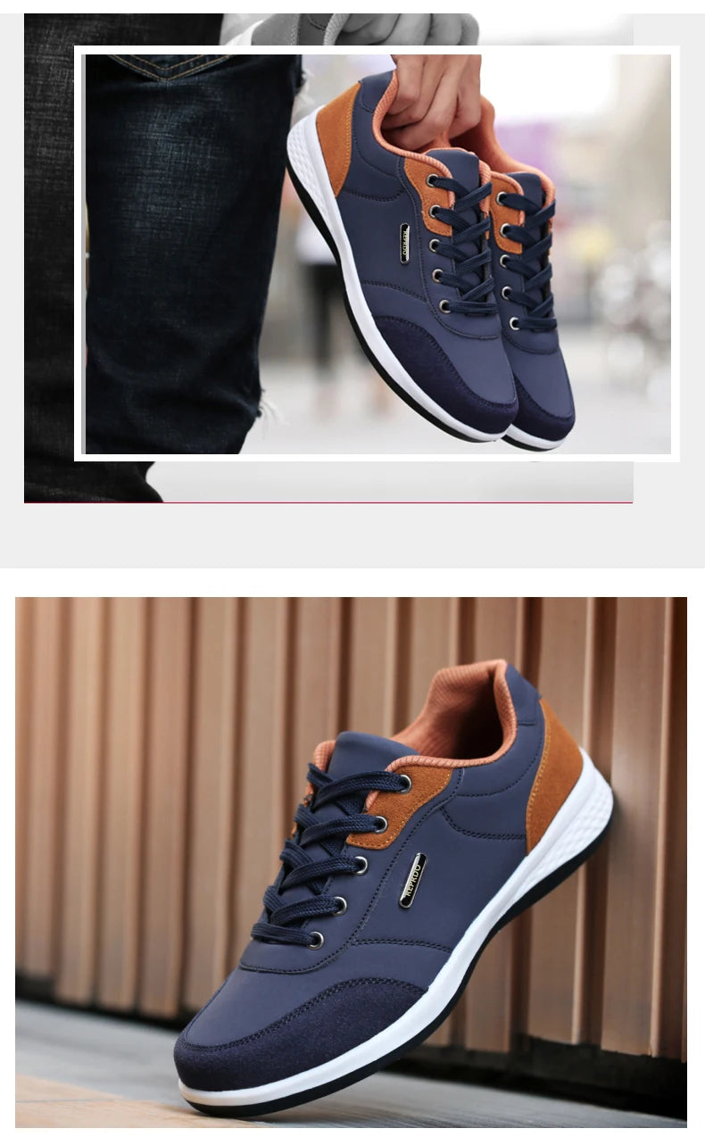 YRZL Men Shoes Spring Autumn Waterproof Walking Sneakers Leisure Male Leather Sports Shoes Non-Slip Footwear Tennis for Men