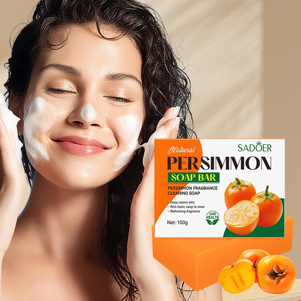 Natural Persimmon Soap Body Cleaning Fragrance Freshness Underarm Leg Bath Cleansers Remove Stains Face Soap Tender Skin Care