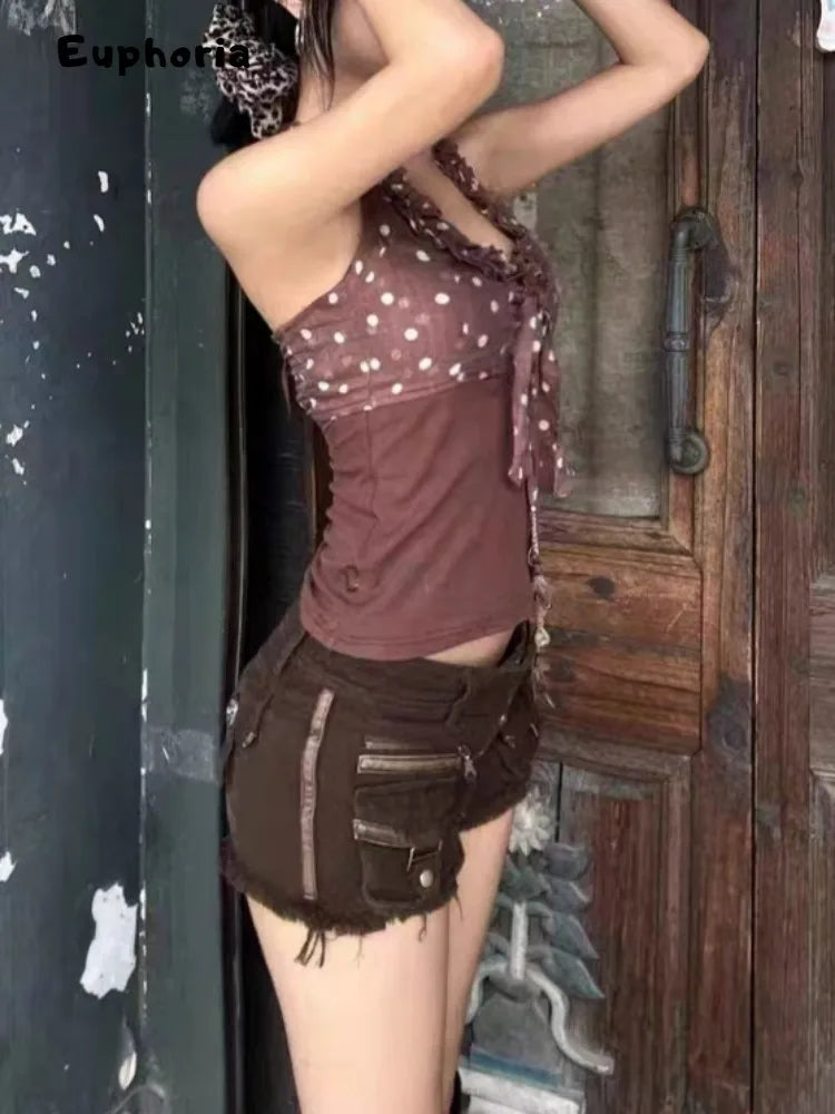 Women's Harajuku Style Shoujo Street Super Short Jean Casual Sexy Slim Shorts 2000S Blue Sheath Y2K E-Girl Hotsweet Denim Shorts