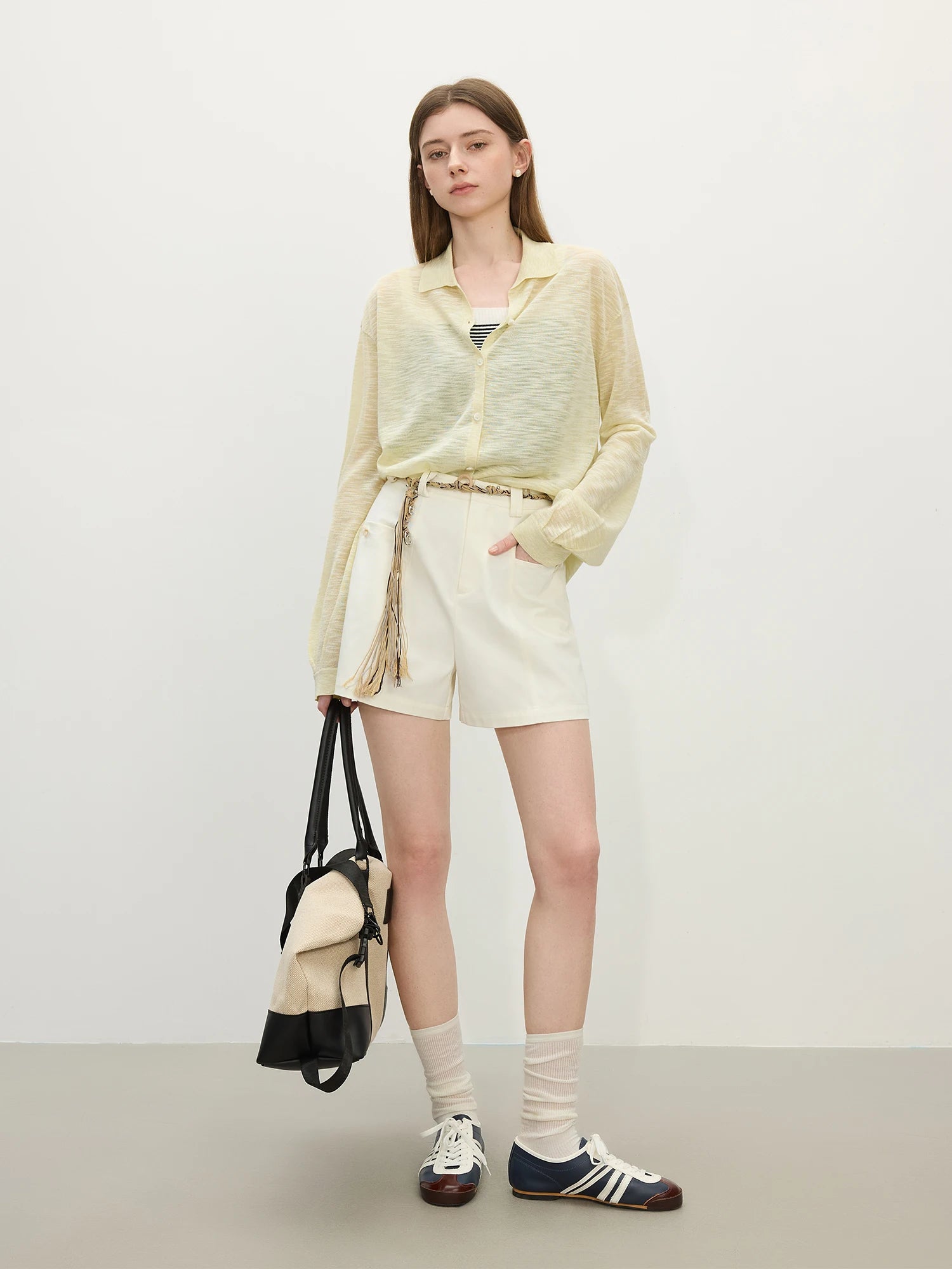 FSLE 100% Cotton Casual Shorts for Women Summer 2025 New Arrival Loose Fit Versatile Daily Wear Office Casual Chic 25FS12472