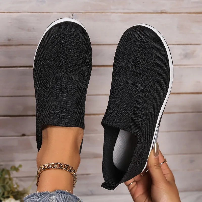 2025 Summer Fashion Mesh Breathable Sneakers Casual Solid Color Thick-soled Wedge Shoes Comfortable Walking Vulcanized Shoes