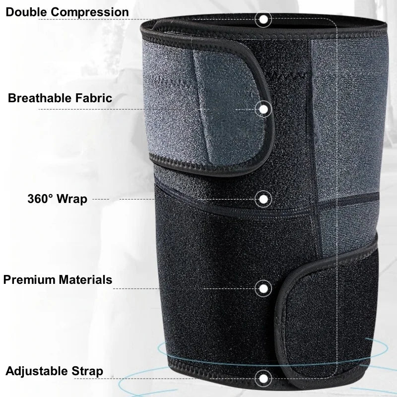 2PCS Thigh Wraps Support, Adjustable Compression Neoprene Thigh Sleeve Upper Leg Brace for Women Men Groin Muscle, Quadriceps