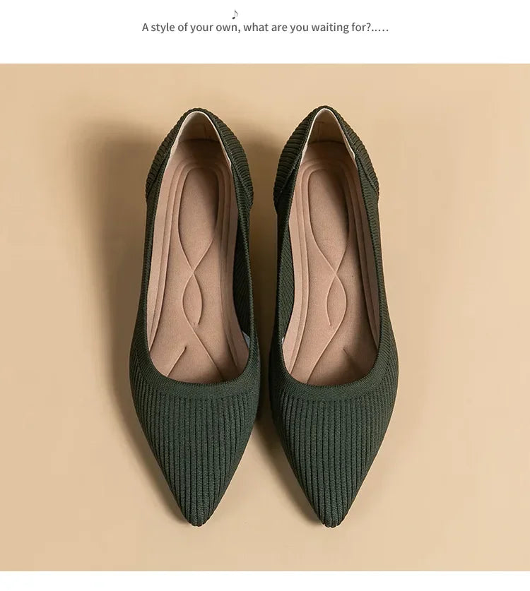 Women's Solid Color Flat Shoes Casual Fashion Breathable Non Slip Rubber Sole Pointed Non-Slip Comfortable Spring and Autumn