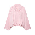 DUOPERI Women 2025 New Solid Bomber Jackets Lapel Neck Long Sleeves Female Elegance Chic Casual Jacket Tops
