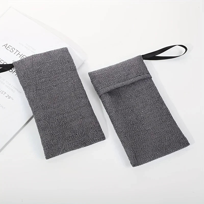 2/1piece soap bag, exfoliating soap storage bag, body scrubber, coarse sponge suitable for bath or shower, gray mesh