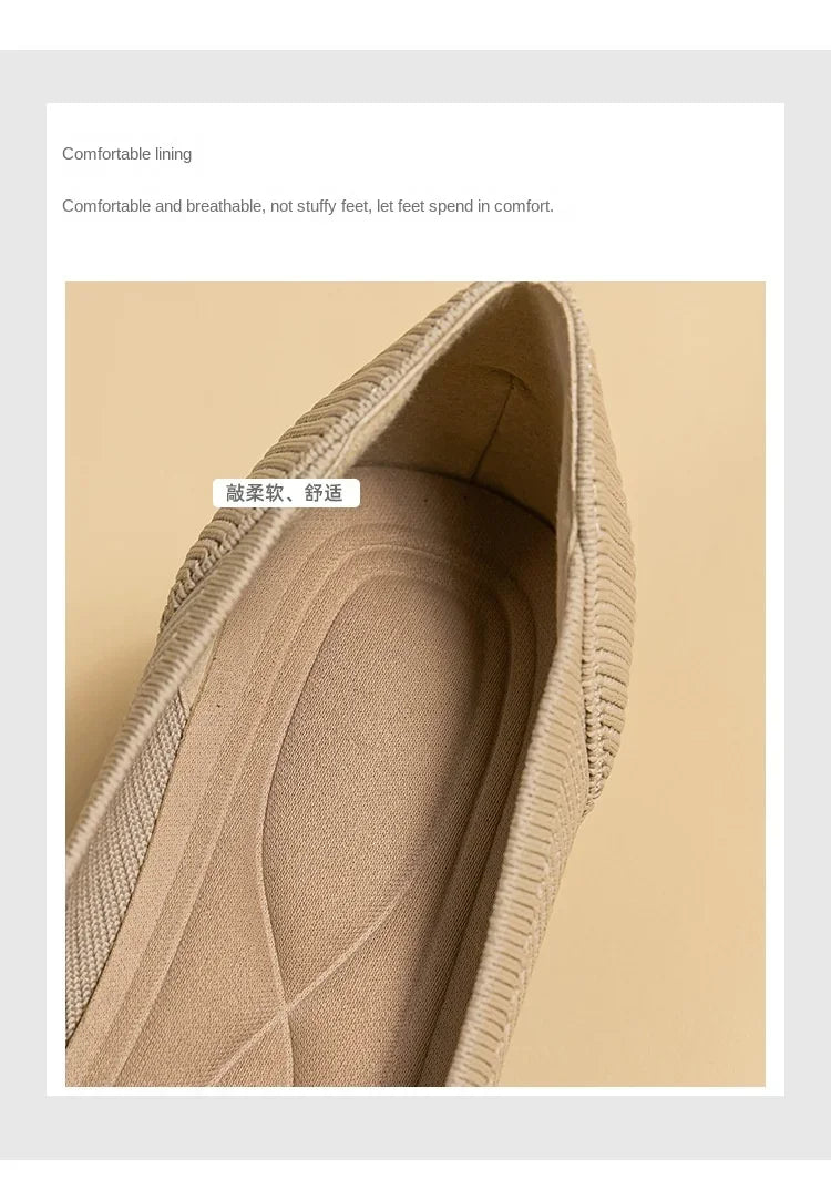 Women's Solid Color Flat Shoes Casual Fashion Breathable Non Slip Rubber Sole Pointed Non-Slip Comfortable Spring and Autumn