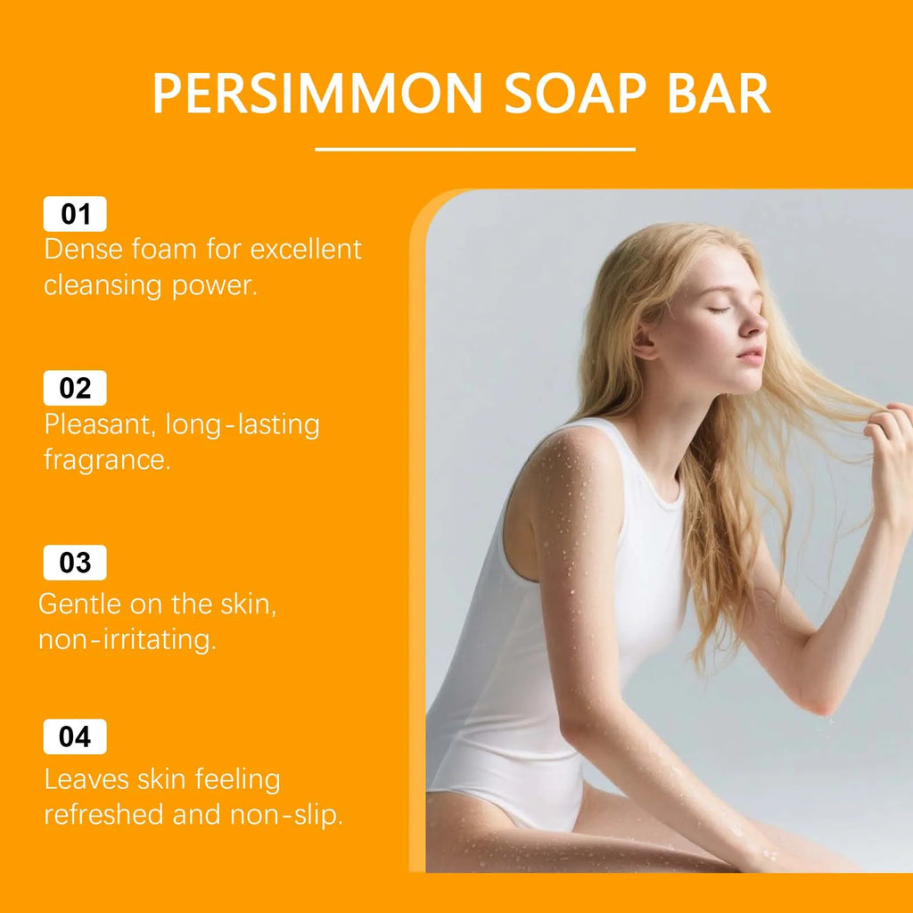 OUHOE Persimmon Soap Bar Sweet Fruity Scent Strengthen Skin Barrier Protection Maintain Healthy Removes Surface Dirt