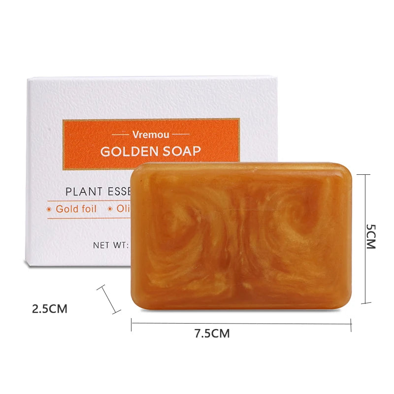 1Pcs/5Pcs Gold Foil Gilded Soap, Plant Essential Oil Cleansing Soap, Gentle Cleansing Scrub, Particle Soap Improves Rough Skin