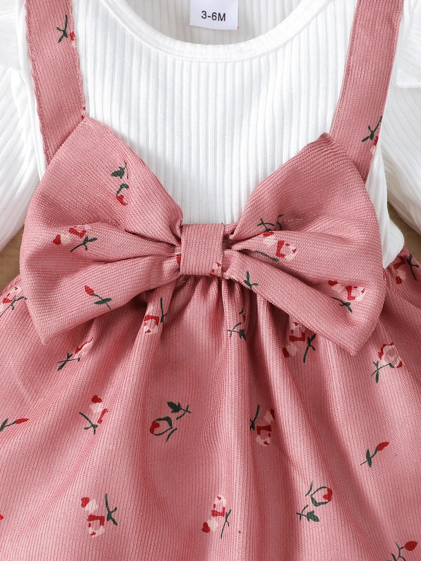 2pc/Set childrens' baby girl Dress Color blocking Broken flowers Big Bow Princess Dress+Headband 0-24 Months Baby Fashion Dress