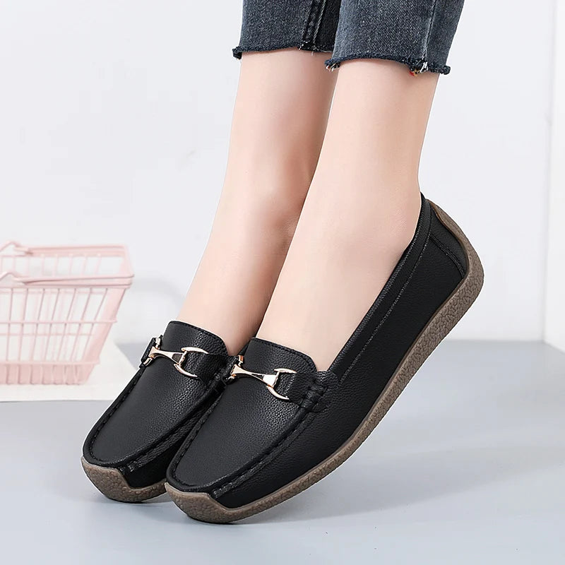 100% cowhide Women's casual sports shoes Fashion Thick base Lightness Women's vulcanized shoes New large size Women's sneakers