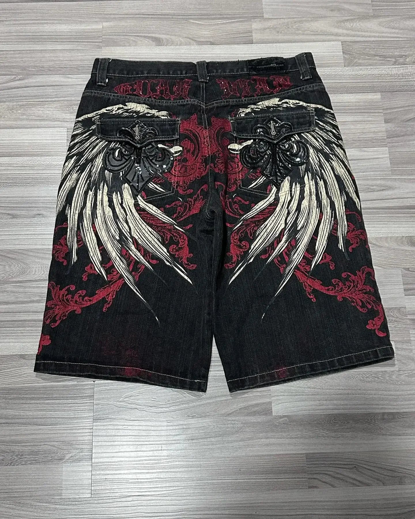 Harajuku Hip Hop Cartoon Denim Shorts Women Embroidery Patchwork Baggy Short American 2000s Y2k Jeans Low Waist Sports Shorts