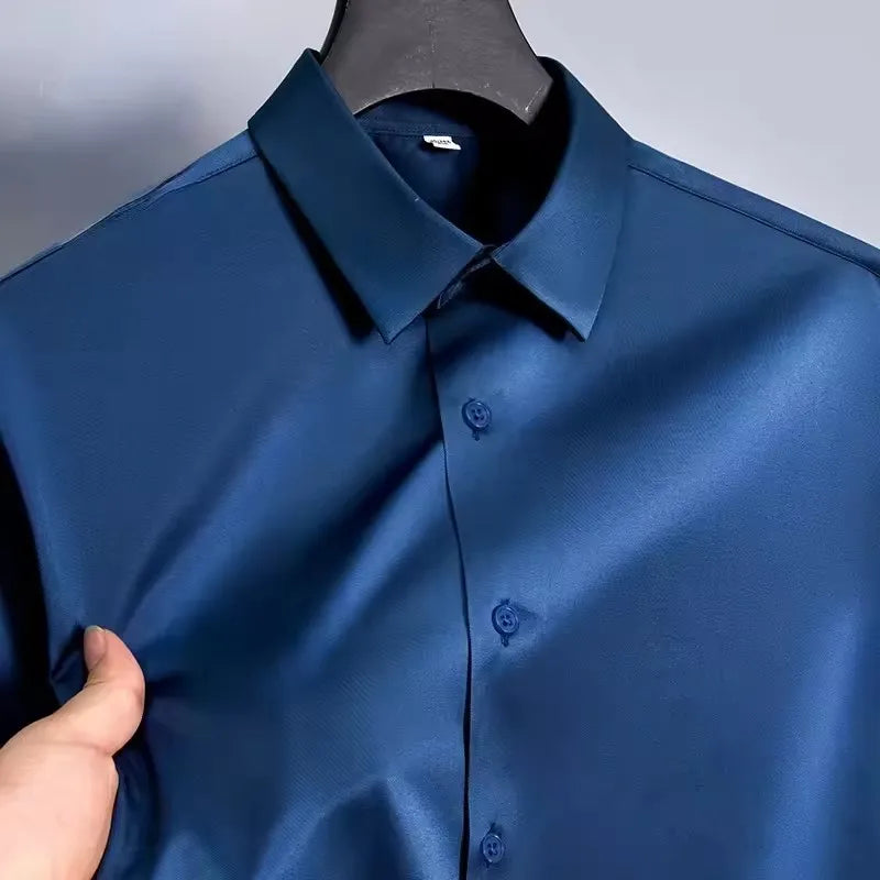 Big Size 5XL Business Shirts For Men Long Sleeve Autumn Wrinkle-free Slim Fit Camisa Social Formal Soft Wedding Office White Top