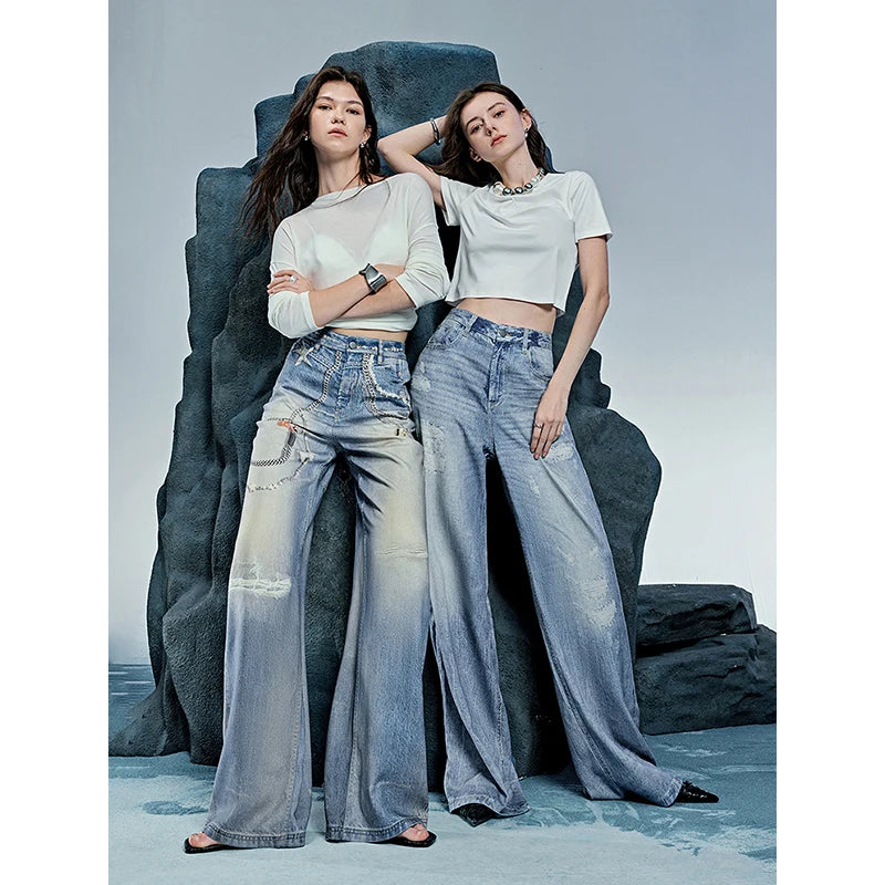 TOYOUTH Women Denim Jean 2025 Spring New Long Pants 8518053