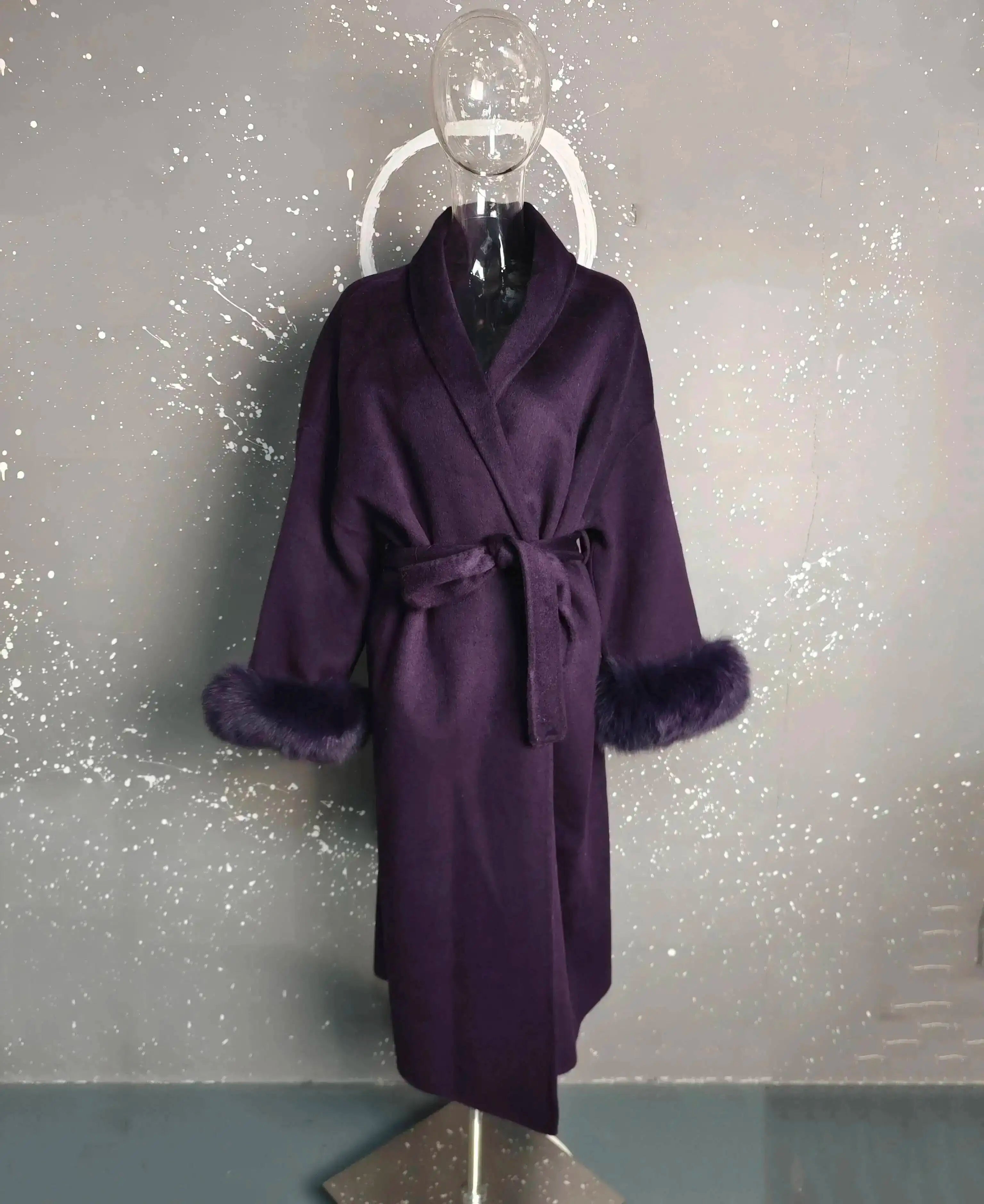 UCXQ Elegant OL Office Lady Overcoats Fur Patchwork Long Sleeve Woolen Coat Beautiful Women's Clothing Jacket Autumn 2025 Winter