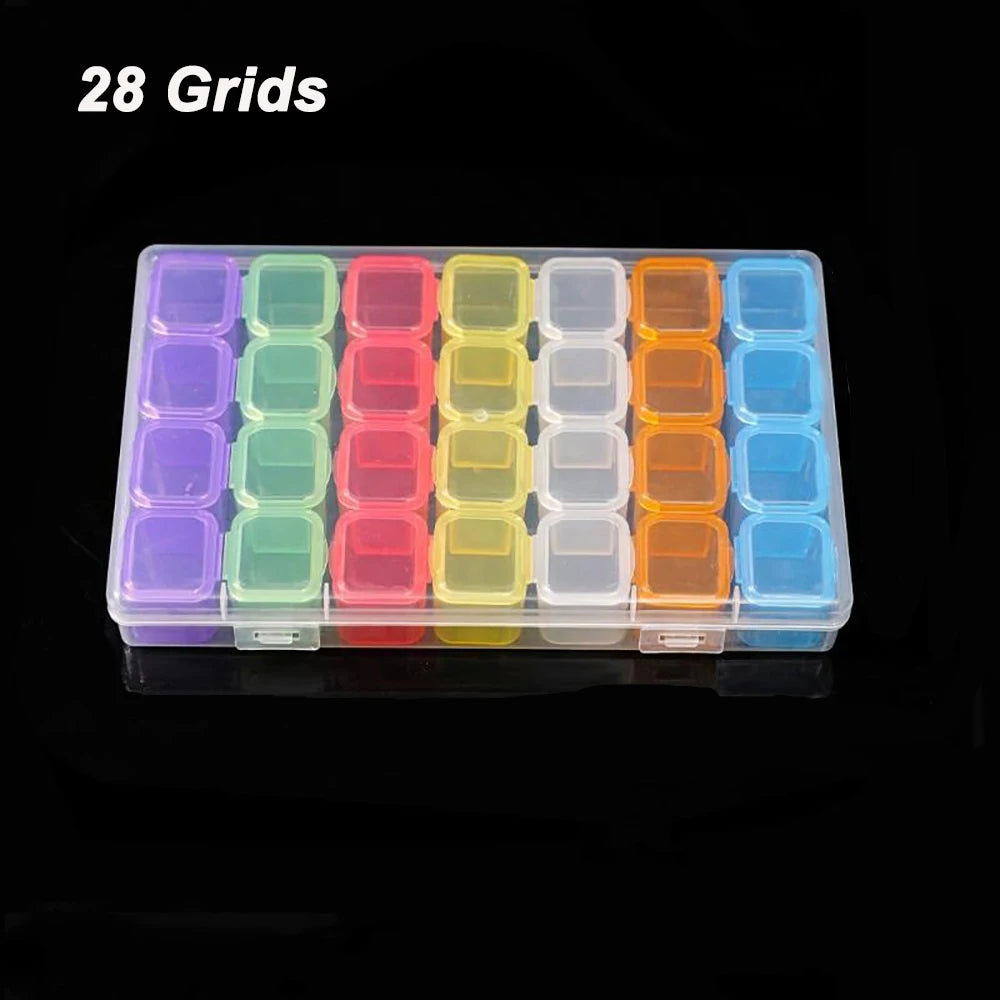 1pc 28 Grids Plastic Storage Box Adjustable Compartments for Jewelry Diamond Embroidery Art Craft Accessory Organizer Case