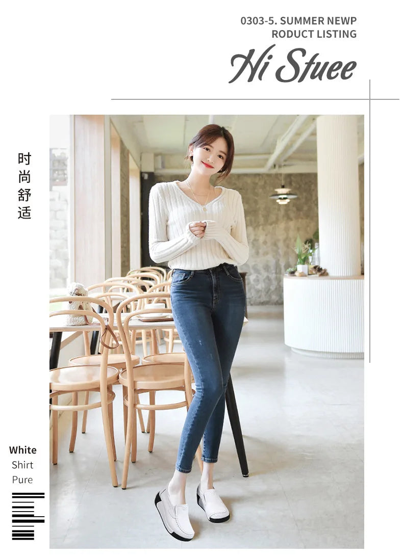 2022 Spring Autumn Women Flats Platform Loafers Ladies Genuine Leather Comfort Wedge Moccasins Orthopedic Slip On Casual Shoes