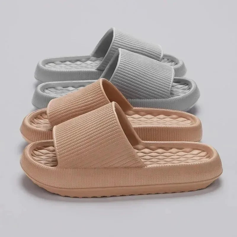4cm Thick Platform Pillow Slippers Women Eva Soft Sole Indoor Slides Woman Flat Non Slip Bathrooom Home Slippers