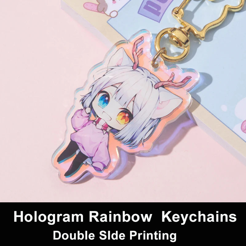 Personalized Keychains Designer Custom Cartoon Llavero Key Chain Photo Customized Anime Charms Hologram Clear Acrylic Key Rings
