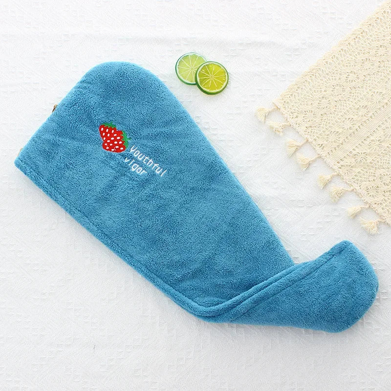 Coral plush thick dry hair cap cartoon embroidery absorbent triangle cap women's bath cap absorbent dry hair towel