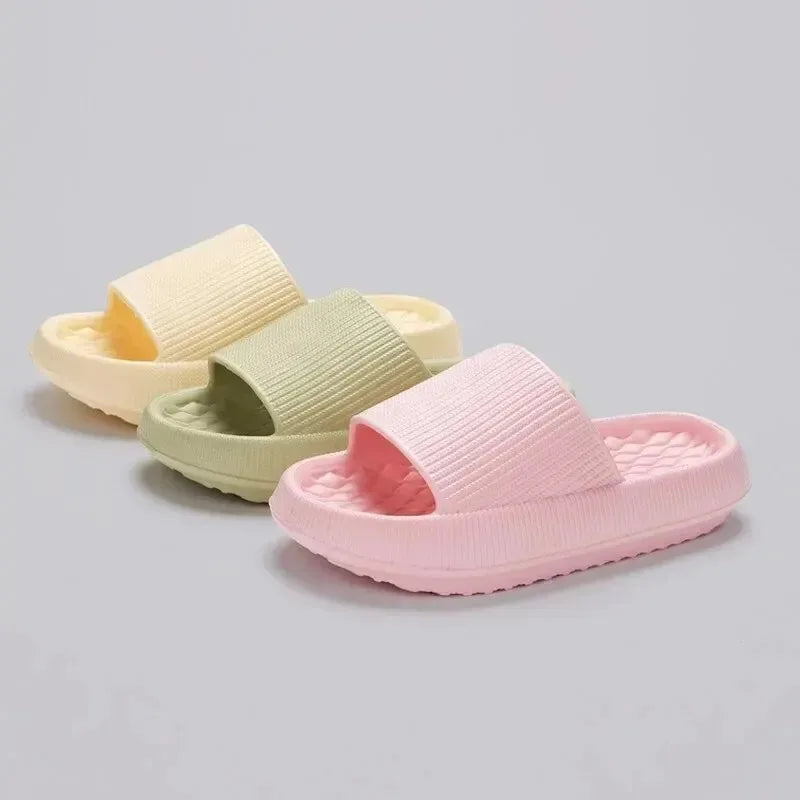 4cm Thick Platform Pillow Slippers Women Eva Soft Sole Indoor Slides Woman Flat Non Slip Bathrooom Home Slippers