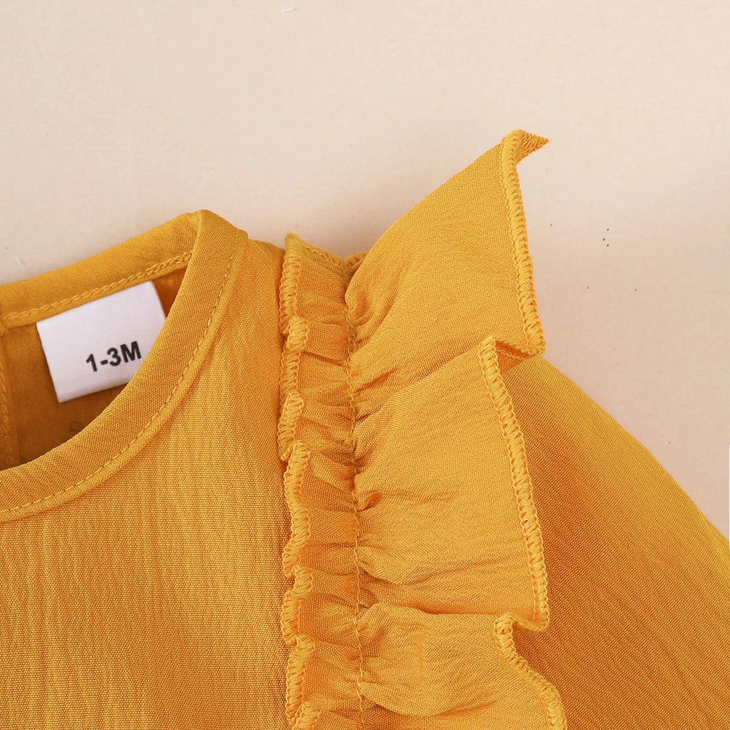 Baby girl Autumn Dress Ruffled Edges and Bow, Long sleeved Dress+Headband for 0-18 Months Cute Baby girl Holiday Party Costume