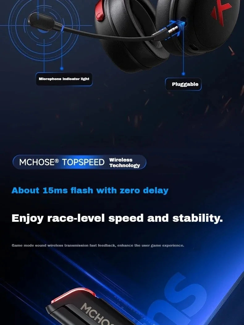 Original MCHOSE V9 PRO Music Esports Gaming Headphones 3-mode Wireless Noise Reduction Mic Customized Head-mounted